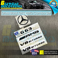 Conjunto combo emblema preto brilhante G63 AMG V8 BITURBO W463 W464 emblema estrela traseira Benz, usado comprar usado  Enviando para Brazil