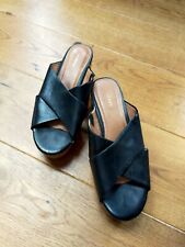 Black leather wedge for sale  ROCHDALE