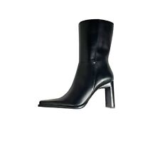 Bronx Women's Heeled Ankle Boot Black Leather Brazil Size 8 US 39 Euro Zip Side for sale  Shipping to South Africa