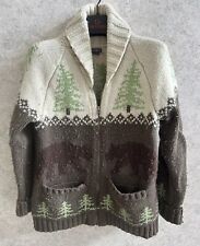 EDDIE BAUER Nordic Sweater Womens XS Wool Blend Full Zip Shawl Collar Green, used for sale  Shipping to South Africa