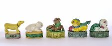 Set of 5 Vintage Chinese Sancai Famille Verte Foo Dog Lion Elephant Figurine Mk for sale  Shipping to South Africa