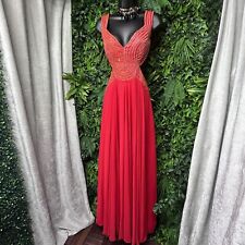 Vestido feminino 6 vermelho longo formal apedrejado aberto costas baile de formatura JOLENE 1608 comprar usado  Enviando para Brazil