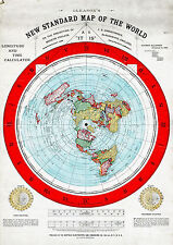 Mapa da Terra Plana do Mundo feito por Alexander Gleason 1892 pôster tamanho 16x23 pol., usado comprar usado  Enviando para Brazil