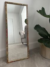 Vintage Tall Rectangular Wall Mirror Hand Painted Floral Wooden Frame 33 X 14” for sale  Shipping to South Africa