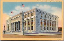 ROCHESTER, New York Postcard "Public Library" Street View / Curteich Linen 1936 for sale  Shipping to South Africa
