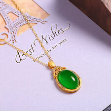 Natural jade cristal bijoux pendentif avec chaîne Collier Plaqué Or d'occasion  Expédié en France