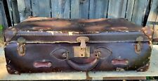 Vintage Old Original Suitcase w/ Leather Straps Eagle Lock No Key 1920's History, used for sale  Shipping to South Africa