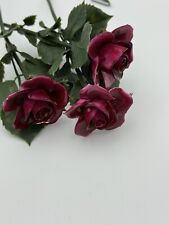 Lote de 3 hastes de flores de porcelana vintage de rosas vermelhas comprar usado  Enviando para Brazil