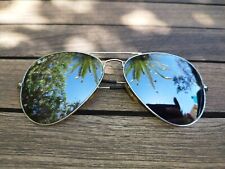 Óculos de sol Ray Ban aviador grande metal armação prata lentes espelhadas verdes 62  comprar usado  Enviando para Brazil