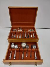 56pc Set of National Silver Co. A1 Rose & Leaf Silverplate Flatware Set In Case for sale  Shipping to South Africa
