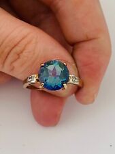 Used, 9ct gold mystic topaz large solitaire ring, 9k 375 heavy for sale  BRIGHTON