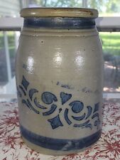 Antique Primitive Salt Glazed Stoneware "WESTERN PA. * WAX SEALER" Crock for sale  Bedminster