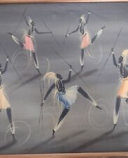 Vintage Oil Painting Mid Century African Dancers Tribal Art Africa Signed KALALA for sale  Shipping to South Africa
