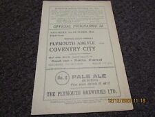 Usado, PLYMOUTH ARGYLE V COVENTRY CITY 1946/7 5 DE OCTUBRE *MUY ESCASO* segunda mano  Embacar hacia Argentina