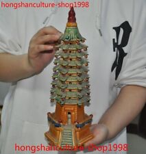 Usado, 13" porcelana antiga Wucai esmalte 9 andares Wenchang Buda torre pagode Stupa comprar usado  Enviando para Brazil