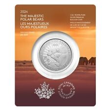 Srebrna moneta 1 oz 9999 Srebro Majestic Polar Bear 1 CAD Kanada 2024 z Coincard, używany na sprzedaż  Wysyłka do Poland