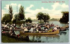 Cartão postal vintage Detroit, Michigan MI - Cena de canoagem - Belle Isle - Publicado comprar usado  Enviando para Brazil