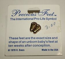 Vintage Precious Feet Lapel NEW Pin 1979 International Pro Life Symbol Gold Tone for sale  Shipping to South Africa
