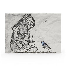 Banksy ragazza con stencil uccellino stampa tela cornice a colori da appendere a parete usato  Spedire a Italy
