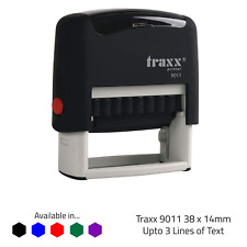 Used, Traxx 9011 38 x 14mm - Personalised Custom Made Self-Inking Rubber Stamp 3 Lines for sale  ORMSKIRK