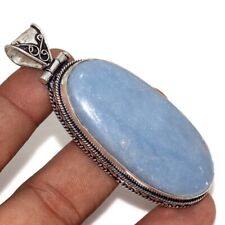 Angelite 925 Silver Plated Handmade Vintage Pendant 3" Thanksgiving Day Sale GW for sale  Shipping to South Africa