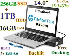 Usado, Ultrabook HP Folio 9470m i5-1.9GHz (256GB-SSD + 1TB) 16GB 14" Retroiluminado BT fp Dock segunda mano  Embacar hacia Argentina