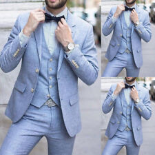 Linen Business Men Suits for Man Slim Regular Fit Formal Prom Jacket Vest Pants for sale  Shipping to South Africa