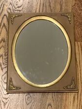 Espelho oval vintage com moldura de madeira maciça 16” x 13” moldura de madeira para impressão de 11” x 14” comprar usado  Enviando para Brazil