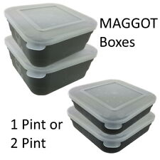 Maggot Box Bait Tub Boxes Square Black 1 and 2 PINT Coarse Match Fishing for sale  Shipping to South Africa