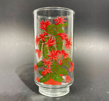 Vintage Floral Drinking Glass Cup Christmas Cactus Flower Winter 5" Tumbler for sale  Shipping to South Africa