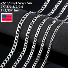 2-15mm Stainless Steel Curb Cuban Chain 16-36'' Woman Man NEVER FADE for sale  Shipping to South Africa