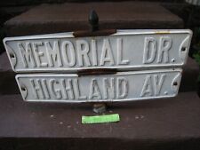 Vintage Street Signs con soporte de hierro fundido Memorial Dr. & Highland Ave. 4 signos, usado segunda mano  Embacar hacia Spain