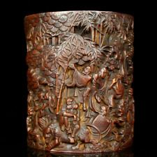 Porta-canetas Buda escultura bambu natural vaso de madeira porcelana 6,4 pol., usado comprar usado  Enviando para Brazil