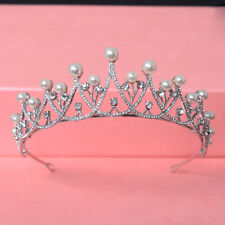 4.8cm Tall Elegant Pearl Crystal Adult Tiara Crown Wedding Prom Queen Princess , used for sale  Shipping to South Africa