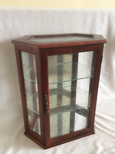 Vintage Glass & Wood  Display Cabinet with Mirrored Base - 16in x 14in x 8.5in for sale  Shipping to South Africa