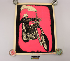 Usado, Póster de colección de los años 70 Dargis Death Rider Chopper motocicleta luz negra difuso rosa intenso segunda mano  Embacar hacia Argentina