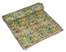 Indian Floral Print Cotton Handmade Kantha Quilt Single Throw Blanket Bedspread for sale  Shipping to South Africa
