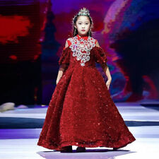 Vestido de princesa infantil, lantejoulas vermelhas para meninas, vestido de noite palco menina anfitriã comprar usado  Enviando para Brazil