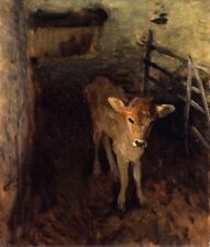 Oil painting nice animal cow cattle ox A-Jersey-Calf-John-Singer-Sargent canvas , used for sale  Shipping to Canada
