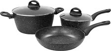 3 Piece Pan Set Non-Stick Scratch Resistant Saucepan, Frying Pan & Lids for sale  Shipping to South Africa