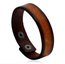 MEN/ Women Vintage Brown Snap Genuine Leather Wristband/ Leather Bracelet 7-8.5" for sale  Shipping to South Africa