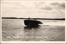 Cartão postal fotográfico "THE AQUABELLE" barco a motor c1940s DETROIT LAKES, Minnesota RPPC, usado comprar usado  Enviando para Brazil