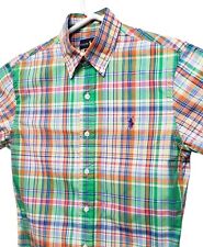 Ralph Lauren Shirt Mens Small Slim Fit Button Down Plaid Green Multi Long Sleeve for sale  Shipping to South Africa