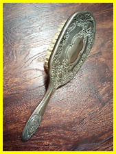 Escova de cabelo vintage prata placa floral 8" ornamentada em relevo pesada 8,5 onças comprar usado  Enviando para Brazil