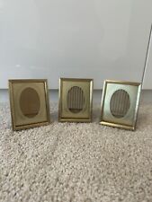 3 molduras vintage retrô antigo metal abertura oval ouro 3x4, usado comprar usado  Enviando para Brazil