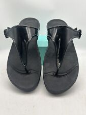 Fitflop Super Jelly Toe Post Sandals Buckle Rubber Wobbleboard Black Patent Uk6 for sale  Shipping to South Africa