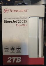 Transcend StoreJet 2TB Portable HDD USB 3.1 Type-C Silver Extra Slim TS2TSJ25C3S for sale  Shipping to South Africa