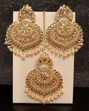 New Asian Indian Pakistani Gold Plated Traditional Tikka Earrings Jewellers Set for sale  BARNSLEY