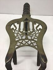 Latão em forma de lira inglesa antiga, ferro e lareira de madeira Trivet Original Patina comprar usado  Enviando para Brazil