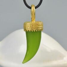 Gold Vermeil Sterling Carved Green Chalcedony Tiger Claw Design Pendant 11.88 g for sale  Shipping to United States